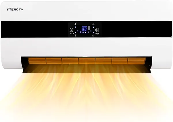 Electric Wall Heaters Space Heater for Indoor Use 1500W Fast Heating LED Display Adjustable Thermostat Room Heater with Remote Control 12H Timer Heater for Bedroom Office