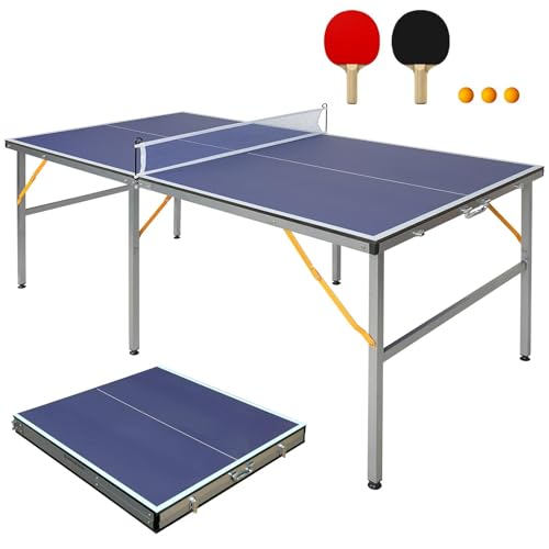 GYMFLEX Professional Table Tennis Table, Foldable Movable Ping Pong Table Indoor Outdoor Regulation Size, Single Playback Mode for Family Game Training Competition