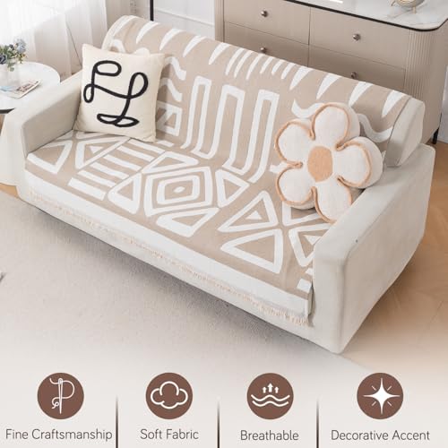 Image of HOKIPO Sofa Cover 3 Seater, 180x175 cm, Beige
