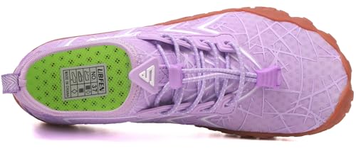 UBFEN Water Shoes Aqua Swim Shoes Mens Womens Beach Sports Quick Dry Barefoot for Boating Fishing Diving Surfing Light Purple Color Size US 7 Women 6 Men