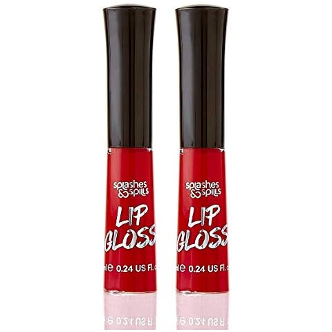 Luxurious Red Lip Gloss - Vibrant Color with Full Coverage and Shiny Finish, Moisturizing Formula Nourishes Lips - 2 Pack - by Splashes & Spills Cover