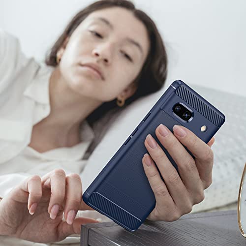 Image of Hybrid Carbon Fiber Back Case for Google Pixel 7a (Blue)