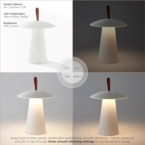 LampLust Cordless Rechargeable Table Lamps, 12 Inch, Matte White, Dimmable Table Lamp with USB Port, Touch Control, Weatherproof, Battery Operated Table Lamps for Living Room, Mid Century Modern Lamp by LampLust - Image 4