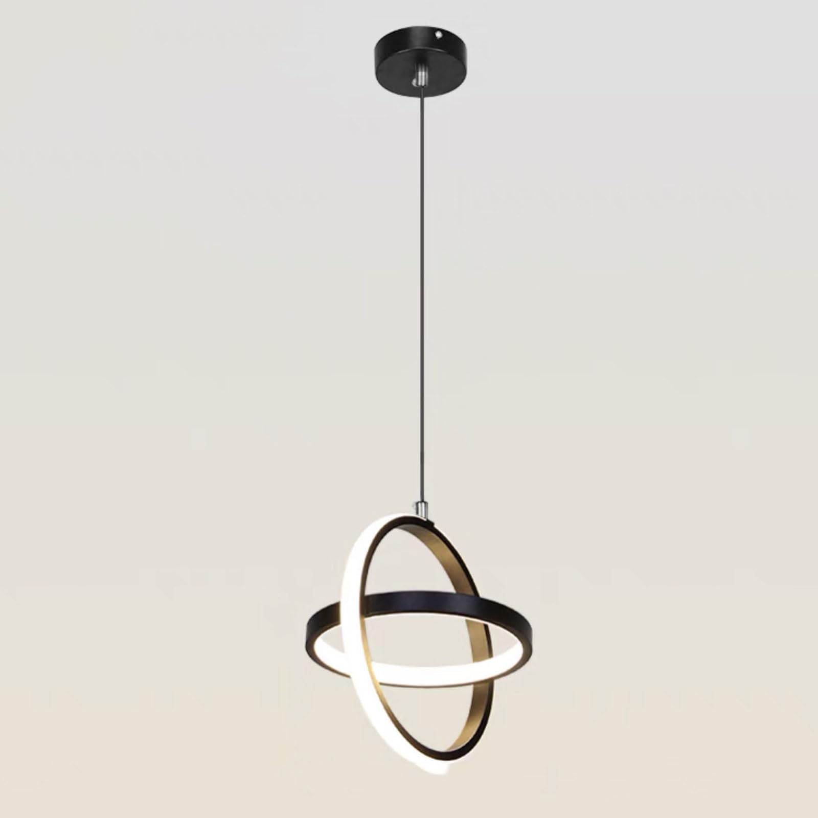 Rszcsmo Multicolor Led Tri-Color Silicone Bedside Pendant Light Modern Black Double-Circle Aluminum Multi-Style Balcony Hanging Lamp Dining Table, Clothing Store, Bar Counter Lighting Fixture