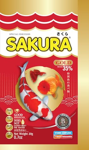 Image of Sakura Gold Super Premium Fish Food with Vitamin Complexes + Krill & Astaxanthin in Micro 1mm Pellet 20gm