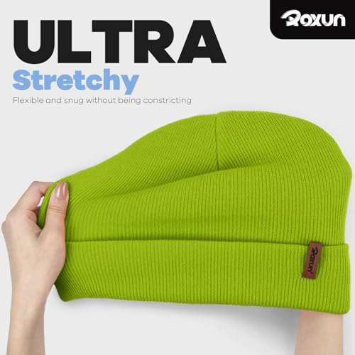 Image of ROXUN Beanie for Men /Women Winter Hat Soft Warm Unisex Skull Stocking Cap | cuffed beanie,stretch-knit fit ,suits daily wear,hiking, skiing cycling