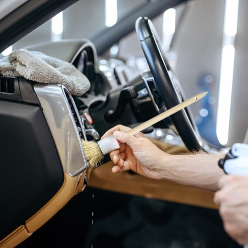 6 Stück Borstenpinsel Rundpinsel Set 20mm/25mm/30mm Pinsel Rund, Lackierpinsel Naturholz Rundpinsel Ringpinsel Set Wachspinsel zum Streichen von Wänden und Möbeln für den Hausgebrauch