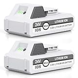 2 Packs 24V 3000mAh Replacement Battery for Snow Joe+Sun Joe 24V Lithium-iON Battery Series 24BAT-LTX/LTW/LTE/LT/XR EcoSharp Pro