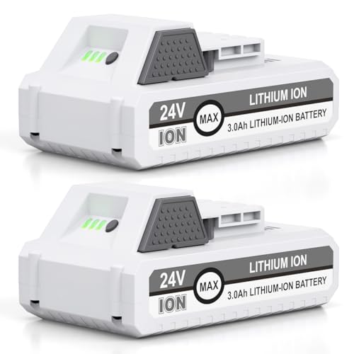 2 Packs 24V 3000mAh Replacement Battery for Snow Joe+Sun Joe 24V Lithium-iON Battery Series 24BAT-LTX/LTW/LTE/LT/XR EcoSharp Pro