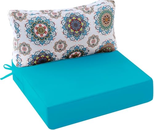 PRIMEPATIO Outdoor Cushions for Patio Furniture, Outdoor Seat and Back Cushion, Waterproof Hampton Bay Deep Seat Replacement Couch Cushions for Lawn Garden, 28.5x28.5 Inch