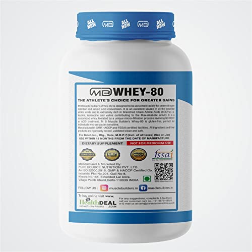 Image of M B Muscle Builder's Whey Protein With 24g Protien | 6g BCAA | 0g Sugar | USA Imported Whey Protein | Caffe Mocha Flavour | 2.2 Lb