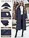 CMTOP Wintermantel Damen Lang Mit Kapuze Dicke Warme Winterjacke Extra Langer Winddicht Steppmantel Casual Wasserdicht Daunenmantel Elegant Lockerer Parka mit Schlitz(Marineblau, L)