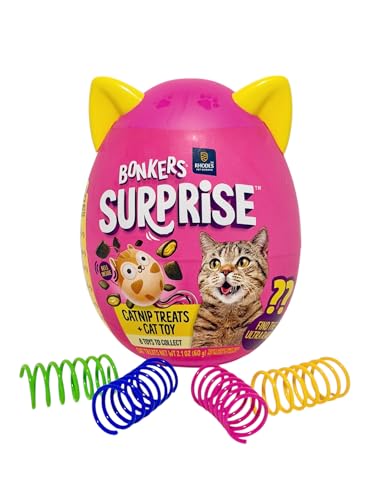 Bonkers Surprise Catnip Flavor Cat Treats with Cat Toy with Cat Spring Toys Bundle Pack!