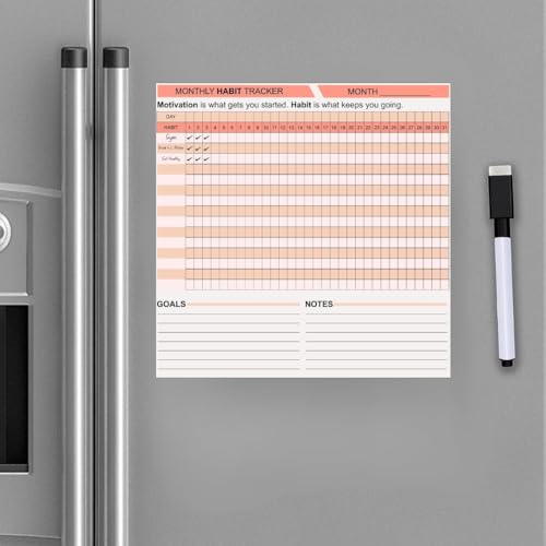 Image of Zesta Vinyl Magnetic Planner for Fridge | Cute Weekly Planner /Meal Planner with Marker | Rewritable Magnetic White Board for Fridge (Habit Tracker)