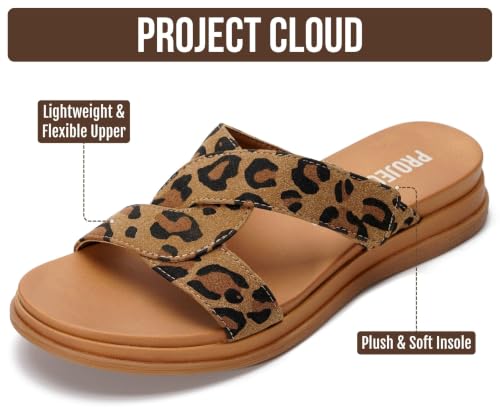 Image of Project Cloud Wedge Sandals for Women 2026 - Comfortable Soft & Plush Insole Strappy Womens Sandals with Lightweight and Non-Slip Durable Outsole