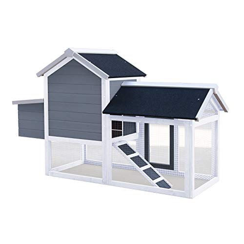 Hühnerstall mit Nistkasten & Freilauf, Grau, Haus mit ausziehbarem Boden – Bild 4