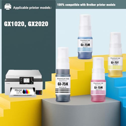 Image of KOSH GI-75 Refill Ink Compatible for Canon MAXIFY GX1070, GX2070 Printers