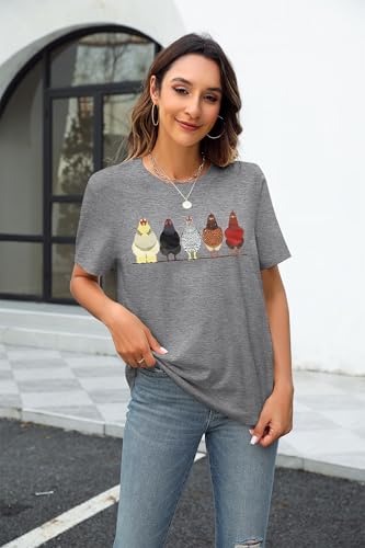 Chicken Tshirt Mom Cute T Shirts Womens Short Sleeves Farm Country Casual Tee Tops3