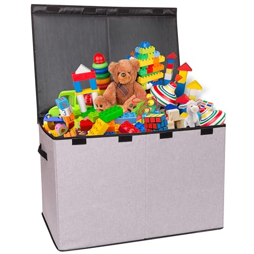MY DUK HOME - Grande boîte à Jouets Pliable XXL (62X40X40cm,99L) avec Renfort Plastique Solide - Coffre Rangement Enfants Sécurisé, Multi-Usage pour Chambre et Salon