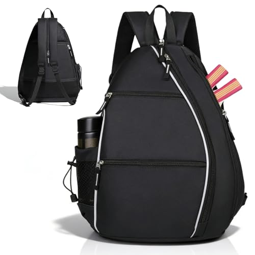 Mochila de tenis, bolsa de tenis de tela Oxford impermeable, mochila unisex de tenis para mujeres, hombres y niños, bolsas de tenis para raquetas de tenis, raquetas de bádminton, pickleball (negro)