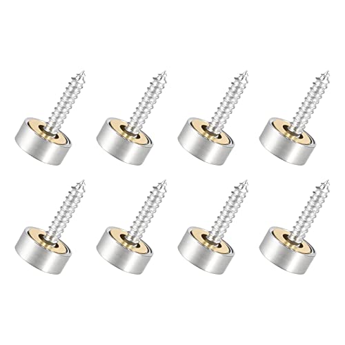 QUARKZMAN 12mm Miroir Vis Cache Vis x 8PCS Brossé Inoxydable Acier Décoratif Capuchons Couvercle Attaches pour Décoratif Miroir et Signe Publicité...