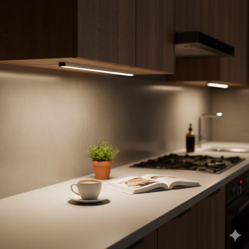 Image of JACKAL LED Under Cabinet Light for Kitchen, Plug-in Cabinet Light for Wardrobe, Showcase, Cupboard, Shelf - Slim Design, Energy Efficient - 1-Year Warranty (Warm White, 3Feet)