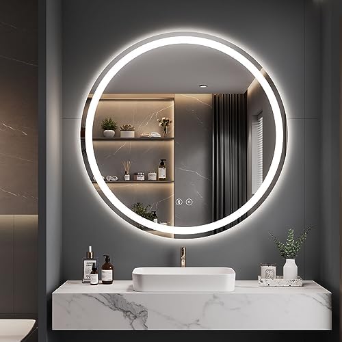 Dripex Miroir Salle de Bain Anti-buée 50cm, Miroir LED Rond avec ...