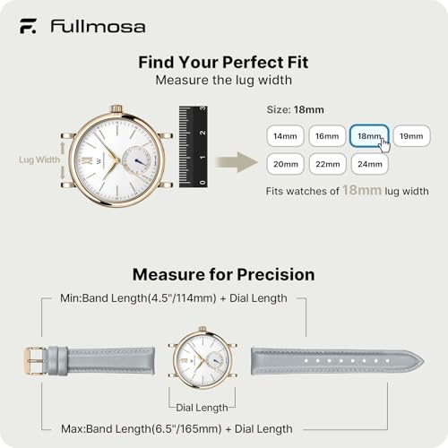 Image of Fullmosa Watch Band, Quick Release Leather Watch Strap Compatible with Samsung Galaxy Garmin for Men Women, Replacement Bands Width 12mm 14mm 16mm 18mm 19mm 20mm 21mm 22mm 24mm