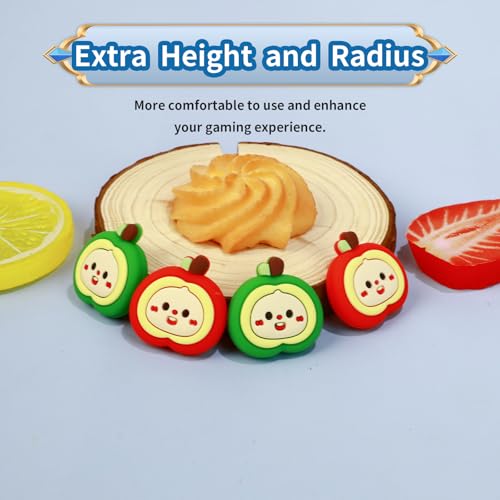 Image of PERFECTSIGHT Cute Apple Switch 2 Joycon Thumb Grips Caps, 4 PCS Switch2 Kawaii 3D Silicone Analog Thumbstick Button Cover for NS Switch 2 Joystick Caps