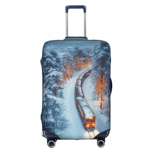 red Christmas train Elastic Travel Luggage Cover Travel Suitcase Protective Cover