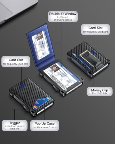 Image of Wallet for Men RFID Wallet with 2 ID Windows & Money Clip, Slim Card Holder