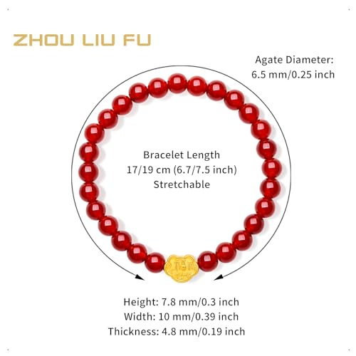 24K Gold Bracelet Lucky Charm Bracelets Agate Beaded Chain Ruyi Stretch Beads Link Adjustable Healing Natural Stone Feng Shui String Bangle Protection Blessing Jewelry Good Luck Gift for Women Men2