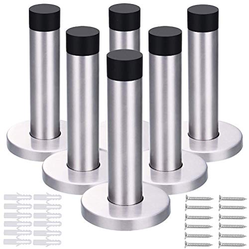 Cettkowns - Lote de 6 topes de puerta de acero inoxidable de 90 mm Cover