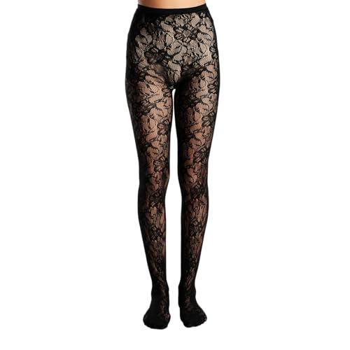 Image of Theater Women Lace Stockings | Stretchable | Comfortable Breathable Nylon Spandex | Warm and Soft Waistband | Free Size (S-4XL (24-48) In)