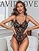 Avidlove Sexy Lingerie for Women One Piece Lingerie Deep V Teddy Babydoll Sexy Lace Bodysuit Black