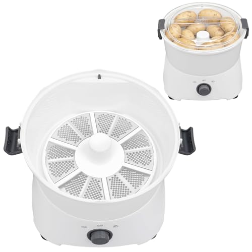 85W Elektrischer Kartoffelschäler Kartoffelschälmaschine Automatisch mit 0 8 kg Kapazität & Edelstahlklingen Transparent Deckel Abtropfkorb für Küche & Restaurant (Drehschalter)