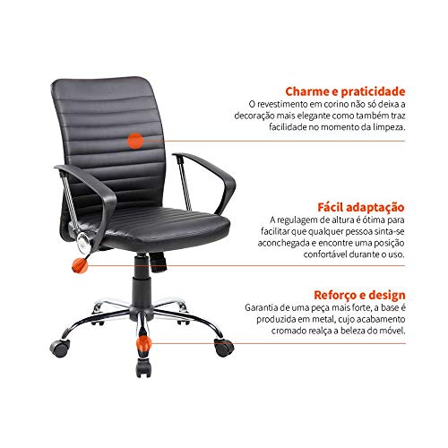 Cadeira de Escritório Diretor Giratória Oslo Preta