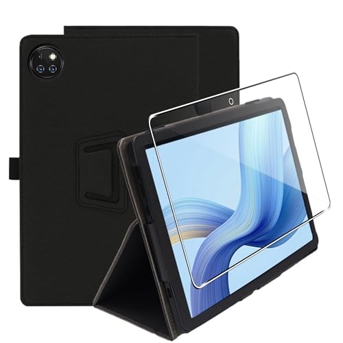 zZjoOoj Hülle Compatible with DOOGEE T10W 10 Zoll Tablet Schutzhülle,Tablet Protection Bundle with 1 Stück 9H Härte Anti-Kratzen Folie, Vertical Stand Function,Schwarz