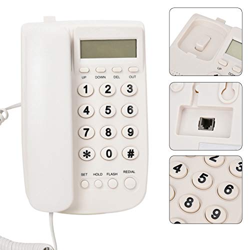 Teléfono Fijo con Cable y Pantalla LCD Blanco miniatura 5