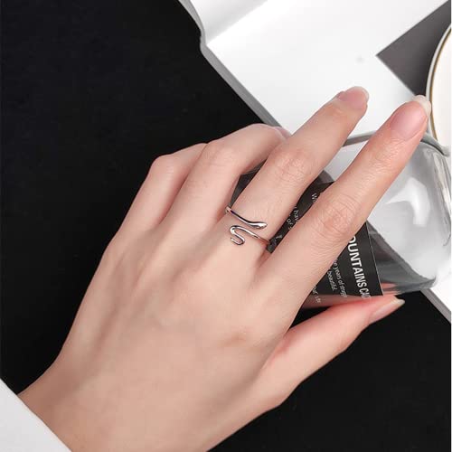 Belons Damen Ring 925 Sterling Silber Schlange Ring Offen Verstellbare Ringe für Mädchen Kinder