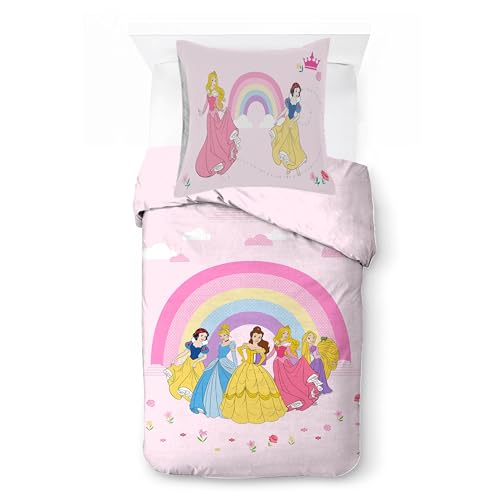 Jay Franco Kids Disney Princess – Parure De Lit Simple Ultra Douce avec Taie, Housse DE Couette Seule (Garnissage Non Inclus), Rose, 2 Pièces