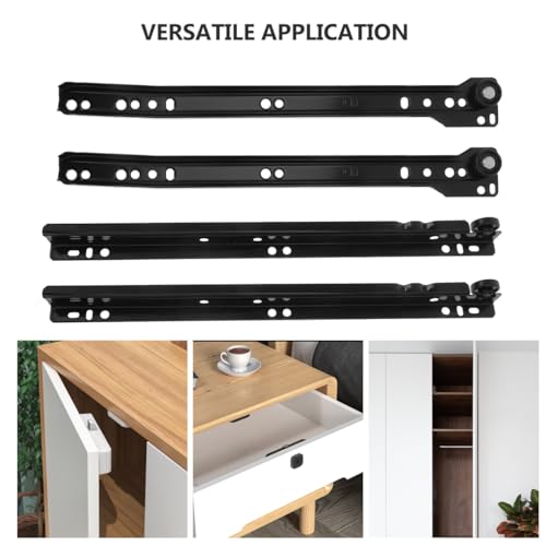 POPETPOP 12 Inch Drawer Slides Bottom Mount : Iron Drawer Replacement Slides for Dressers and Cabinets (Black) by POPETPOP - Used condition - Image 7