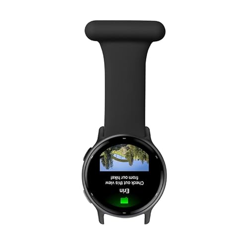 SinMutisme Nurse Fob Straps Compatible with Garmin Forerunner 165/Vivoactive 5/Venu Sq 2 Band, Soft Silicone Pin Watch Brooch 20mm Bands for Venu 2 Plus/Approach S42 (Black)
