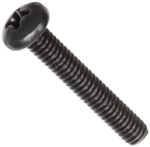 Small Parts Steel Pan Head Machine Screw, Black Oxide Finish, Meets ASME B18.6.3, #2 Phillips Drive, #8-32 Thread Size, 1