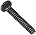 Steel Pan Head Machine Screw, Black Oxide Finish, Meets ASME B18.6.3, #2 Phillips Drive, #8-32 Thread Size, 1" Length, Fully Threaded, Import (Pack of 100)