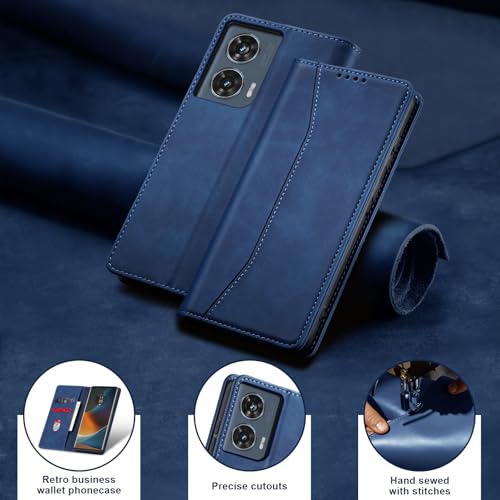 Image of Jasonyu PU Leather Wallet Case for Motorola Moto Edge 50 Fusion - Flip Case with Stand, Magnetic Closure, Card Holder (Blue)