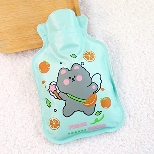 150ml Mini Hand Warmer Hot Water Bottle Cute Cartoon Thickened Multifunctional for Student Winter Pain Relie (Orange Bear),Hot Water Bag with Cover, Hot Water Bag with Cover, 150ml Mini Hand War