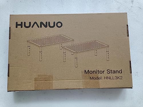 Elevador de Soporte para Monitor HUANUO en 3 Alturas Ergonómicas Ajustables con Plataforma de Orificios ventilados para Monitor, Ordenador Portátil, Impresora (2 Paquetes)