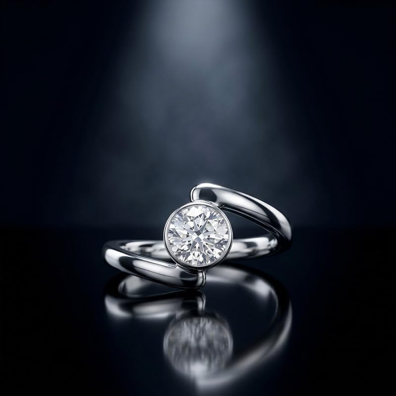 Meadows Sterling Silber Runder Edelstein-Bypass-Ring für Damen, minimalistischer, moderner Statement-Schmuck, handgefertigt R-25A