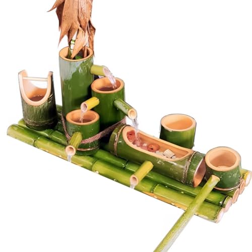 Fontaine de jardin en bambou de 55 cm de style zen japonais pour décoration intérieure et extérieure